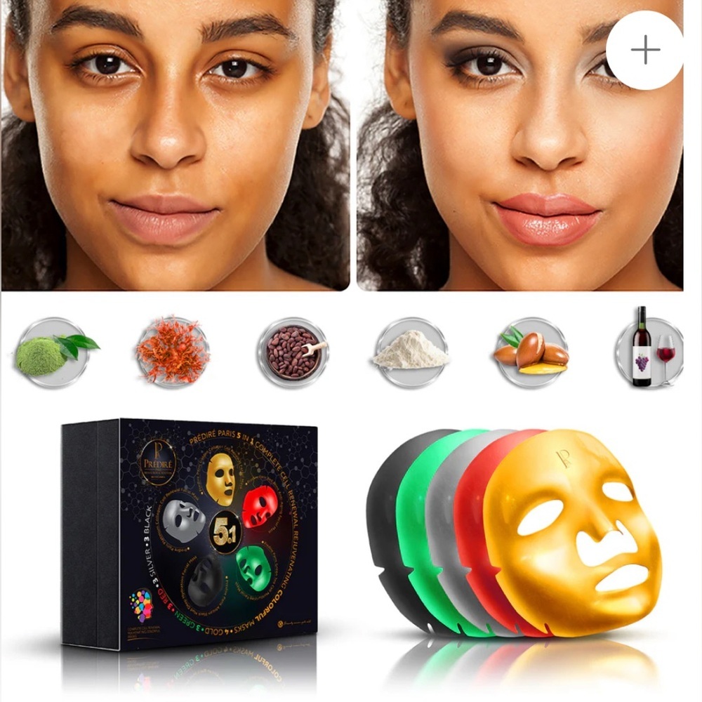 NEW-5 in 1 Complete Renewal Rejuvenating Colorful Reusable Masks 5 Piece Set - Picture 2 of 7